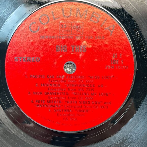 Dig This Columbia Promo Sampler Compact 33 1969 Moondog Santana Pete Seeger - Picture 5 of 8